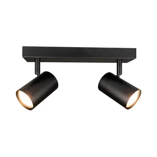 Ledvion Led-Deckenstrahler Schwarz 2-Licht, Dimmbar Neigbar, GU10-Fassung, Aufputzmontage, Schwarze Lampe, Rechteck Lampe, Beleuchtung, IP20, Ohne