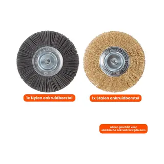 Kibani Universele Borstelset Voor Elektrische Onkruidborstel - Onkruidverwijderaar - Onkruidverdelger - Stalen En Nylon Borstel - 11cm - Voegenborstel -