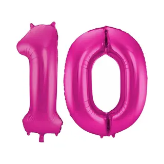 Faram Party Cijfer Ballonnen - Verjaardag Versiering 10 Jaar - 85 Cm - Roze