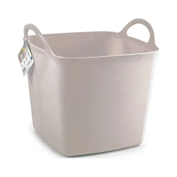 Plasticforte Kuip/emmer/wasmand - Flexibel - Beige - 27 Liter - Vierkant - Kunststof - 36 X 34 X 37 Cm thumbnail