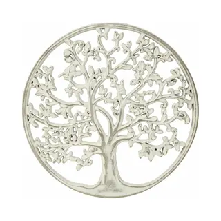 Wanddecoratie Tree Of Life/Levensboom Ornament - Mdf Hout - Dia 30 Cm - Wit