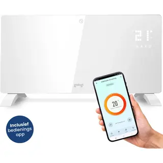 Gologi Elektrische Kachel - Verwarming Elektrisch - Convectorkachel Met Thermostaat - Werkt Via App En Touch Bediening - Tot 25m2 - 2000W Heater - Wit