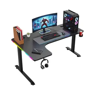 Avalo Gaming Bureau - 160x100x75 Cm - L Vormig Hoekbureau - Game Desk Met Led Verlichting - Tafel - Zwart