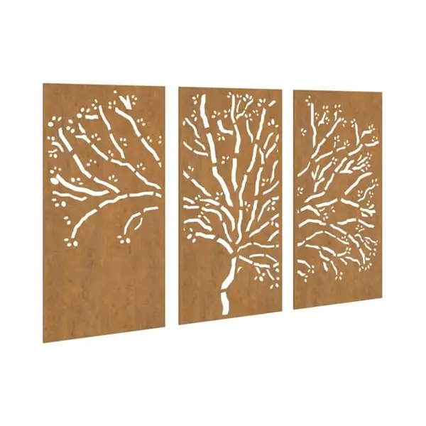 Garden Wall Decorations 3 Pcs 105x55 Cm Corten Steel Tree Design Vidaxl thumbnail