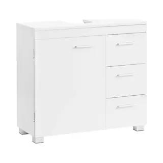Unbranded Beirut Wastafel - Badkamerkast Met 3 Grote Lades - Badkamerkast - 2 Vakken Achter De Deur - Badkameronderkast Met Poten - 30 X 70 X 64 Cm - Wit