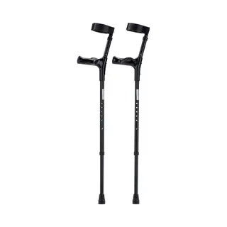 MultiMotion Elleboogkrukken Ergonomisch Zwart. Maat M/L - Loopkrukken - Krukken Anatomische Handvatten, Gesloten Manchet - Set - Paar Van 2
