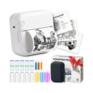 Agodeo Mini Printer - Pocket Printer - 300 Dpi - Inclusief 1 Harde Etui + 13 Rollen Papier + 5 Pennen