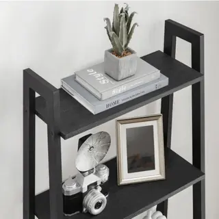 Mazazu - Boekenkast - 5-laags Ladderkast - Kast - Industrieel - Houten Planken & Metalen Frame - Zwart - 34x56x172cm