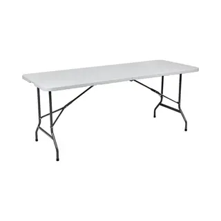 Brasq Inklapbare Vouwtafel Wit - 180x70x74cm- Campingtafel - Klaptafel - Weerbestendig - Tafel Met Draaghandvat