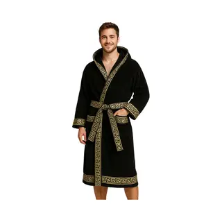 Badrock Luxe Zwarte Badjas Met Gouden Details - Dubai Stijl-m/l