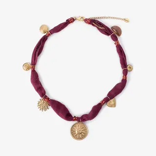 Sissy-Boy Donkerpaarse Cord Ketting Met Bedels