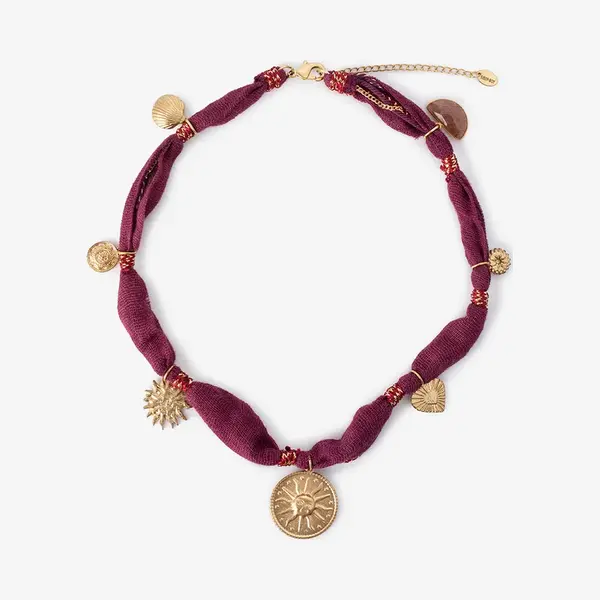 Sissy-Boy Donkerpaarse Cord Ketting Met Bedels thumbnail