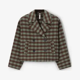 Sissy-Boy - Groene Ruiten Wollen Peacoat Jas