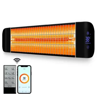 Gologi Elektrische Terrasverwarmer - 2000W - Infrarood Heater - Bediening Met App Of Afstandsbediening - 87 X 16, 5 Cm - Muur Montage - Binnen En