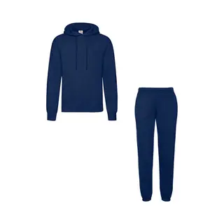 Fruit Of The Loom Klassiek Joggingpak 2-delig Hoodie & Sweatpant Dames Heren Katoen Fleece Huispak Unisex Marine L