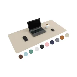 Wurk Professionele Bureau Onderlegger Kunstleer - Bureau Organizer – Bureaumat – Bureau Accessoires – Muismat Xxl - Inclusief Kabel Clip - Beige