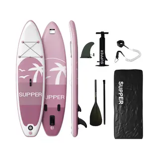 Supper Sup Board - Max. 120KG - Opblaasbaar – Paddle Board – Pomp – Vin – Leash – Draagtas – 285 X 76 Cm - Roze