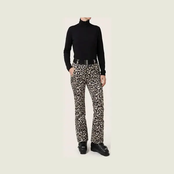 Emski Damen Softshell Skihose - Leopard Print – Wasser- & Winddicht, Atmungsaktiv, Gefüttert – Stylische Ski- Softshellhose Mit Panthermuster (Medium) thumbnail