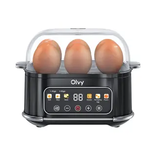 Olvy Automatischer Eierkocher 6 Eier – Profi 6-in-1 Eierkocher Mit Lcd-Timer Und Dampfgarer – Ideal Für Camping, Mit Automatischer Abschaltung
