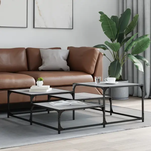 VidaXL Salontafel 107x107x40 Cm Bewerkt Hout Grijs Sonoma Eikenkleurig thumbnail