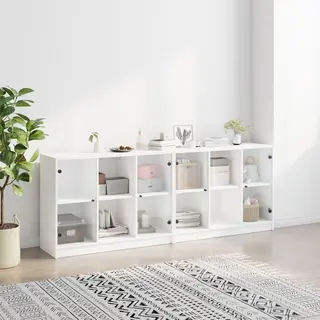 Bücherschrank Mit Türen Weiß 204x37x75 Cm Holzwerkstoff Vidaxl