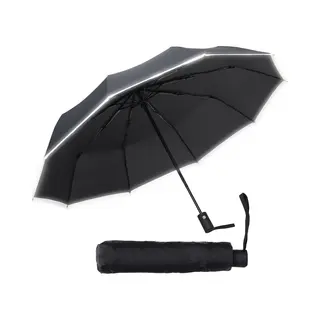 Infinity Goods Stormparaplu - Paraplu - 140 Km/u - Reflecterend - Ø 107 Cm - Automatisch Uitklapbaar - Beschermhoes - Zwart