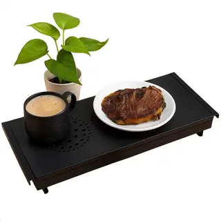 Lomera Warmhoudplaat - Rechaud - 2 Branders - Waxinelichtjes - Voedselverwarmer - Non-Stick Coating - Aluminium Rooster - Roestvrijstaal Basis - Zwart