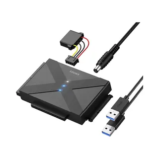 Sounix Usb 3.0 Naar 2.5&3.5 Inch Sata Iii&Ide - Harde Schijf Adapter - Capaciteit Tot 24TB - Zwart