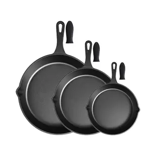 Castex Gietijzeren Pan Tri-Set - Cast Iron Skillet - Koekenpan - Koekenpannen - Koekenpannenset - Bbq - Pannen - Pannenset - Inductie