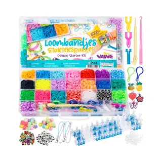 Vaive Loombandjes Deluxe Starter Kit 6200+ Delig Met Loombord – 22 Kleuren –Knutselkoffer – Loom Bandjes Starterspakket – Knutselen Meisjes