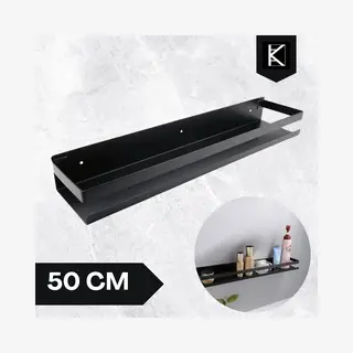 Kaia Zwarte Doucherek - Douchemand- Badkamerrek - Rekje Voor In De Douche- Badkamer Plank - Shampoo Rekje - Rvs - Rechthoekig Doucherek - Inclusief