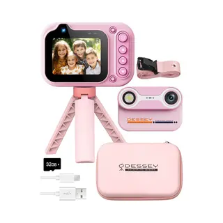 Odessey Waterdichte Kindercamera - Met Tripod - Full Hd - Selfie Camera - 32GB Sd Kaart - Foto - Video - Spelletjes - Digitale Camera Kinderen -