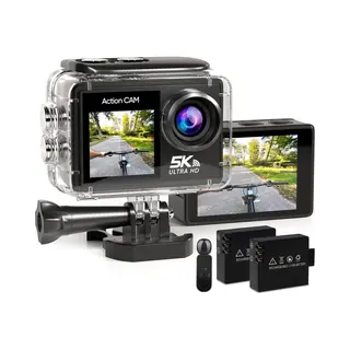 Strex Action Cam 5K 50MP - 60FPS / 30M Wasserdicht/WiFi - Touchscreen – Externes Mikrofon - Inklusive Zubehör - Action Kamera - Unterwasserkamera