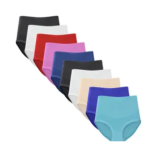 Fine Woman 10-Pack Dames Hoge Taille Slips - Zacht Katoen - Tailleslips - Maat L 6002