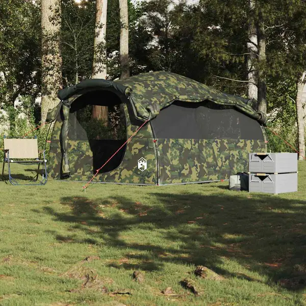 VidaXL Familietent Tunnel Voor 6 Personen, Camouflage Waterdicht thumbnail