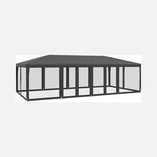 VidaXL - Partytent - Met - 12 - Mesh - Zijwanden - 8x4 - M - Hdpe - Antracietkleurig