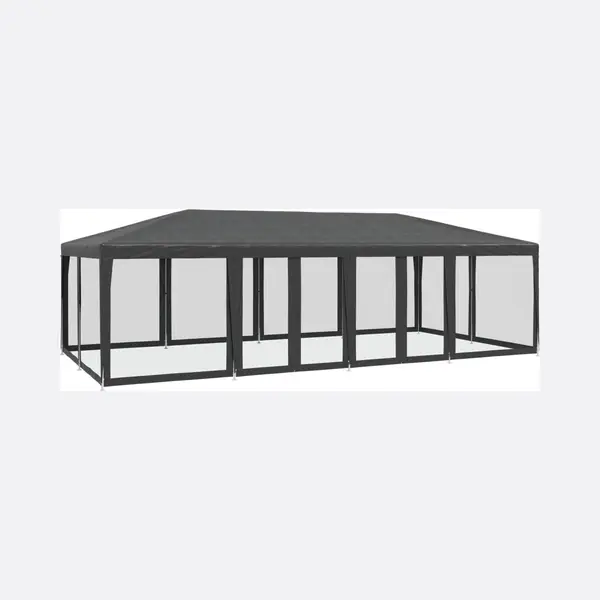 Party Tent With 12 Mesh Sidewalls Anthracite 8x4 M Hdpe Vidaxl thumbnail