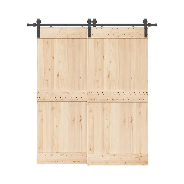 Sliding Door Hardware Kit 200 Cm Steel Black Vidaxl thumbnail