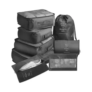 Jvs Products Packing Cubes - Koffer Organizer Set - 8-delig - Kleding En Bagage Organizer - Travel Cubes - Reis Accessoires - Voor Tassen En Backpacks - Zwart