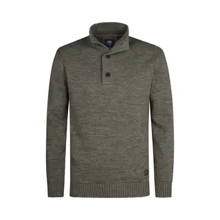 Petrol Industries Heren Trui - Gebreide Trui - Regular Fit - Opstaande Kraag - Katoen - Truien - Pullover - Groen - Maat Xxl