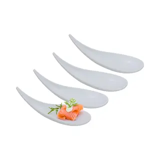 Gerimport Amuse/aperitief Lepel Set - Hapjes/tapas - 4x Stuks - Wit - Melamine
