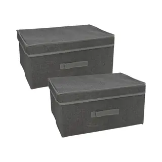 Gerimport Opbergbox London - 2x - 30 X 40 X 20 - Antraciet - Met Handvaten