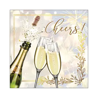 Ambiente Servetten Huwelijk - 20x St - 3 Laags - 33 X 33 Cm - Champagne - Cheers - Bruiloft - Oud En Nieuw - Wegwerp Servetjes