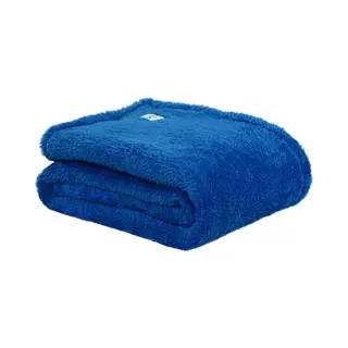 DoubleDry Teddy Kuscheldecke - 130x170 Cm - Oeko-Tex Zertifiziert - Weiche Sofadecke - Flauschige Wohndecke - Blau