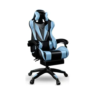 Bayt Ergonomische Gamingstoel, Stoel En Zitting Met Voetensteun, Lichtblauw En Zwart