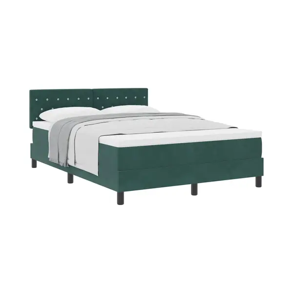 VidaXL Boxspringbett Mit Matratze Dunkelgrün 140 X 200 Cm Samt thumbnail
