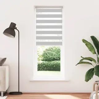 VidaXL Doppelrollo Hellgrau 80x200 Cm Stoffbreite 75, 9 Cm Polyester, Zebra-Rollo, Zebra-Jalousie Für Fenster