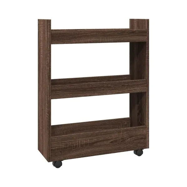 Vidaxl - Narrow Storage Trolley 3 Tier Brown Oak Engineered Wood thumbnail