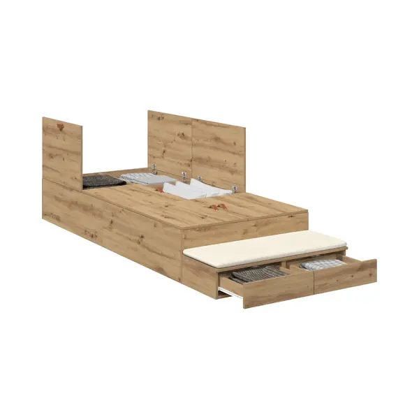 Vidaxl Storage Bed Frame With Drawer Artisan Oak 236.5 X 100 X 31.5 Cm thumbnail