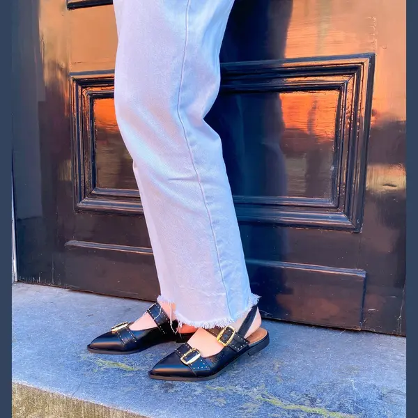 Dwrs Label Port Isabel Black Slingbacks thumbnail